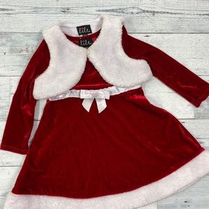 Toddler 2T Girl Christmas Holiday Dress With Vest